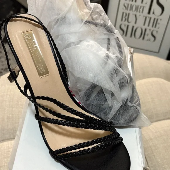 Olivia Miller Elegant Black Braided Sandals - Picture 1 of 4